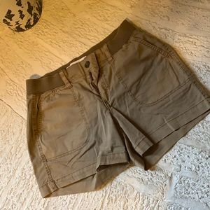 Tan mid length shorts